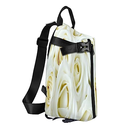 Sling Backpack Chest Bag Cute Puppy Funny Anti Theft Crossbody Shoulder Pack Daypack Outdoor Sport Travel Hiking for Men Women, white rose, Crossbody Backpack von ASEELO