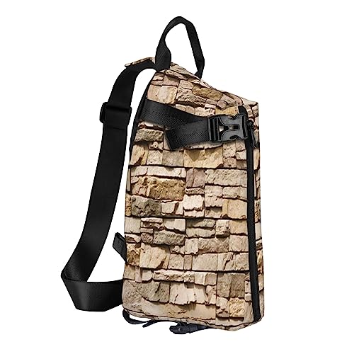 Sling Backpack Chest Bag Rustic Rocks Brick Wall Anti Theft Crossbody Shoulder Pack Daypack Outdoor Sport Travel Hiking for Men Women, Rustikale Steinmauer, Crossbody Backpack von ASEELO