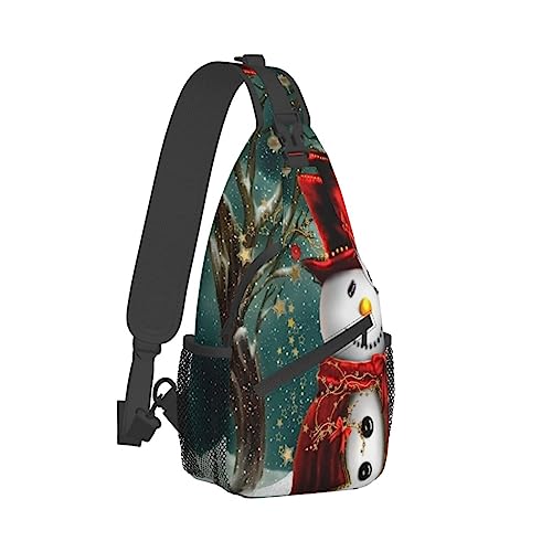 Sling Backpack Chest Bag Rustic Rocks Brick Wall Anti Theft Crossbody Shoulder Pack Daypack Outdoor Sport Travel Hiking for Men Women, schneemann, Cross chest bag diagonally von ASEELO