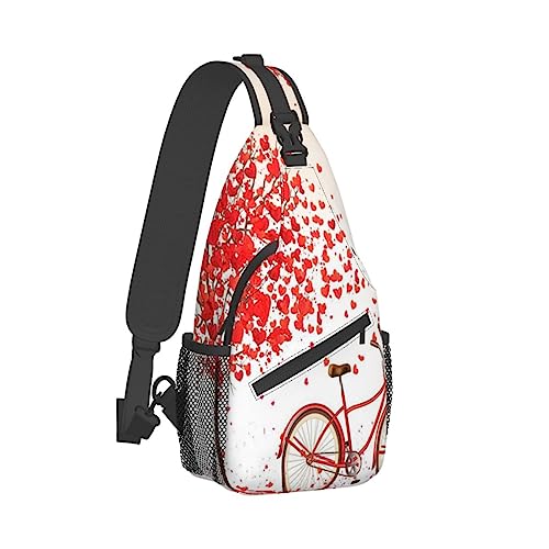 Sling Rucksack, Brusttasche, Fußball, Diebstahlschutz, Umhängetasche, Tagesrucksack, Outdoor, Sport, Reisen, Wandern, für Damen und Herren, Fahrradbaum zum Valentinstag, rotes Herz, 2 Stück, Cross Sling Rucksack, Brusttasche, Fußball, Diebstahlschutz, Umhängetasche, Tagesrucksack, Outdoor, Sport, Reisen, Wandern, für Damen und Herren, Fahrradbaum zum Valentinstag, rotes Herz, 2 Stück, Cross von ASEELO