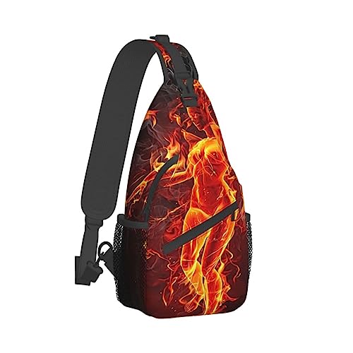 Sling Rucksack, Brusttasche, Vogelbeflockung, Diebstahlschutz, Umhängetasche, Tagesrucksack, Outdoor, Sport, Reisen, Wandern, für Damen und Herren, Fire Nackte Frau Flamme, Cross chest bag diagonally von ASEELO