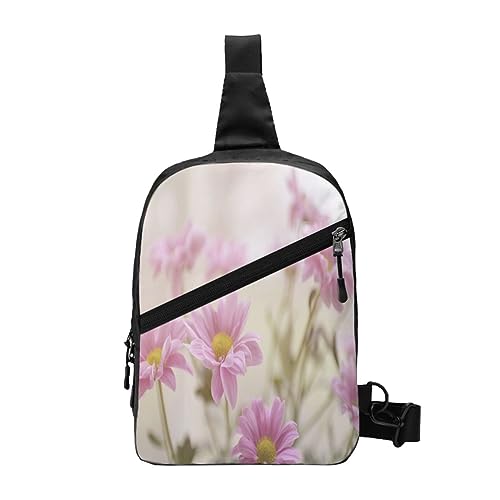 Sling Rucksack Brusttasche Arch in Mallorca Spanien Anti Diebstahl Crossbody Schulter Pack Tagesrucksack Outdoor Sport Reisen Wandern für Herren Damen, Retro Stil Rosa Blumen, Chest package von ASEELO