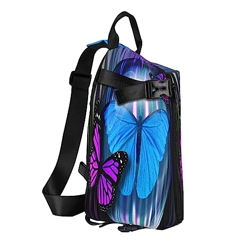 Sling Rucksack Brusttasche Hund Anti Diebstahl Crossbody Schulter Pack Daypack Outdoor Sport Reisen Wandern für Männer Frauen, Wunderschöner Schmetterling, Crossbody Backpack von ASEELO