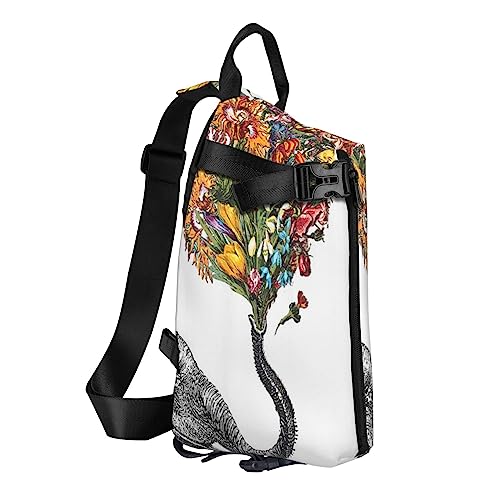 Sling Rucksack Brusttasche Koala Bär Anti Diebstahl Crossbody Schulter Pack Daypack Outdoor Sport Reisen Wandern für Männer Frauen, elefant, Crossbody Backpack von ASEELO