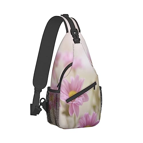 Sling Rucksack Brusttasche Kolibri Sonnenblume Anti Diebstahl Crossbody Schulter Pack Tagesrucksack Outdoor Sport Reisen Wandern für Männer Frauen, Retro Stil Rosa Blumen, Cross chest bag diagonally von ASEELO