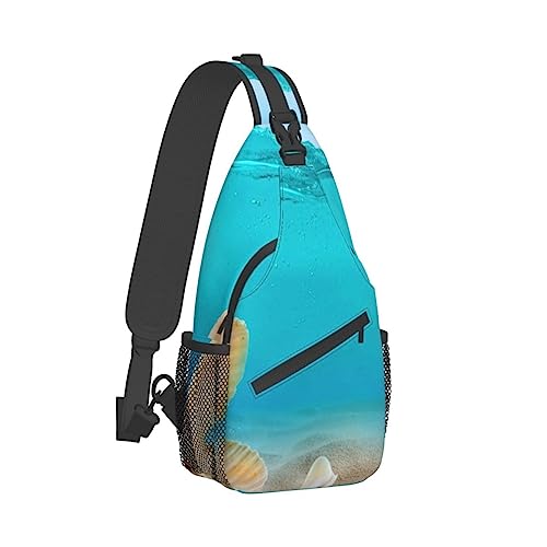 Sling Rucksack Brusttasche Sea Pearl Anti Diebstahl Crossbody Schulter Pack Daypack Outdoor Sport Reisen Wandern für Männer Frauen, Sea Pearl, Cross chest bag diagonally von ASEELO