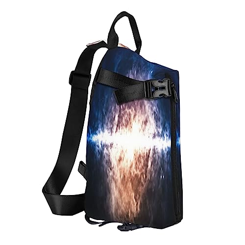 Sling Rucksack Brusttasche Wasserfall Landschaft Anti Diebstahl Crossbody Schulter Pack Daypack Outdoor Sport Reisen Wandern für Männer Frauen, Galaxy1, Crossbody Backpack von ASEELO