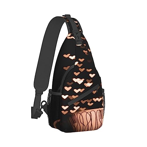 Sling Rucksack Brusttasche Wasserfall Landschaft Anti Diebstahl Crossbody Schulter Pack Daypack Outdoor Sport Reisen Wandern für Männer Frauen, Herzförmig, Cross chest bag diagonally von ASEELO