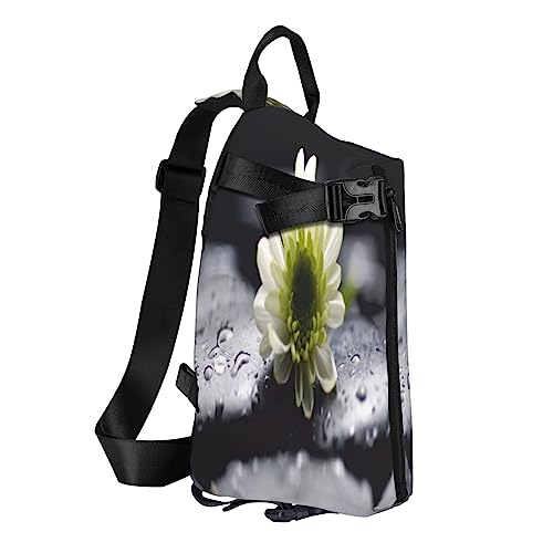 Sling Rucksack Brusttasche Wasserfall Landschaft Anti Diebstahl Crossbody Schulter Pack Daypack Outdoor Sport Reisen Wandern für Männer Frauen, blume, Crossbody Backpack von ASEELO