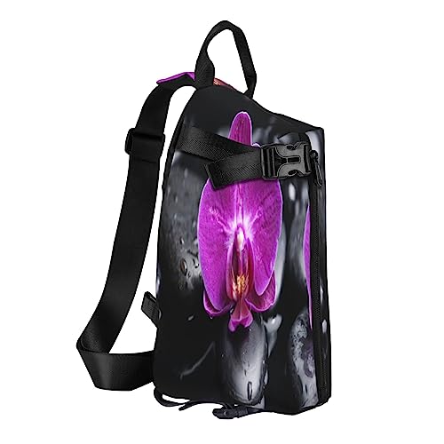 Sling Rucksack Brusttasche Wasserfall Landschaft Anti Diebstahl Crossbody Schulter Pack Daypack Outdoor Sport Reisen Wandern für Männer Frauen, blumen, Crossbody Backpack von ASEELO