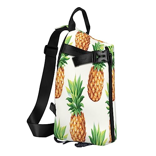 Sling Rucksack Brusttasche Weihnachtsmann Anti Diebstahl Crossbody Schulter Pack Daypack Outdoor Sport Reisen Wandern für Männer Frauen, Ananas, Crossbody Backpack von ASEELO