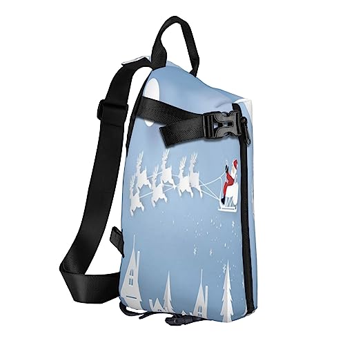 Sling Rucksack Brusttasche Weihnachtsmann Anti Diebstahl Crossbody Schulter Pack Daypack Outdoor Sport Reisen Wandern für Männer Frauen, Weihnachtsmann, Crossbody Backpack von ASEELO