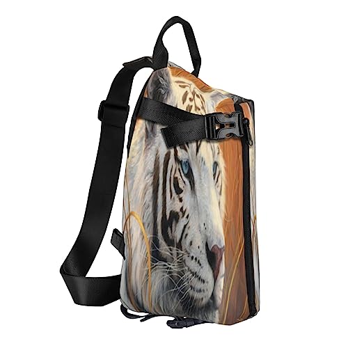 Sling Rucksack Brusttasche Weihnachtsmann Anti Diebstahl Crossbody Schulter Pack Daypack Outdoor Sport Reisen Wandern für Männer Frauen, tiger, Crossbody Backpack von ASEELO