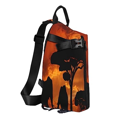 Sling Rucksack Brusttasche Wolf und Mond Anti Diebstahl Crossbody Schulter Pack Daypack Outdoor Sport Reisen Wandern für Männer Frauen, elefant, Crossbody Backpack von ASEELO