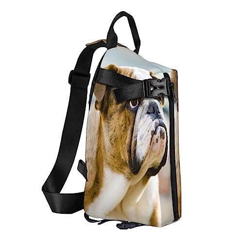 Sling Rucksack Brusttasche Zebra Anti Diebstahl Crossbody Schulter Pack Daypack Outdoor Sport Reisen Wandern für Männer Frauen, Lustige englische Bulldogge, Crossbody Backpack von ASEELO