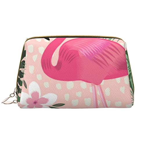 Steam Train Damen Leder Kosmetiktasche Handtasche Niedlich Kulturbeutel Organizer Reise Make Up Tasche, Flamingo, Einheitsgröße von ASEELO