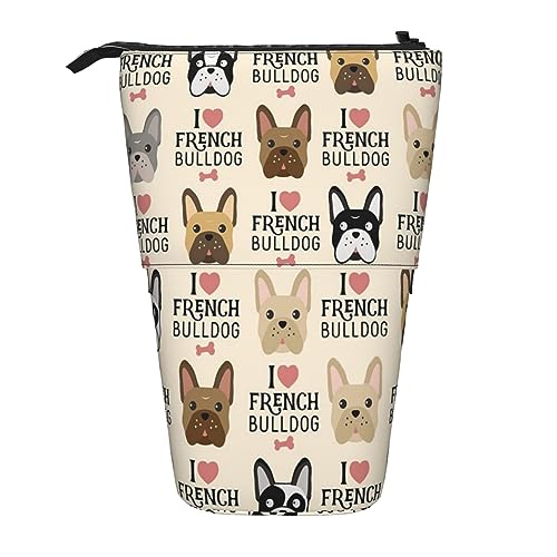 Teleskop-Federmäppchen, Beagle-Hund, Schreibwaren, Federmäppchen, Make-up-Tasche, tragbare Büro-Schreibwaren-Tasche für Teenager, Mädchen, Erwachsene, I Love Französische Bulldogge, Pencil Telescopic, von ASEELO