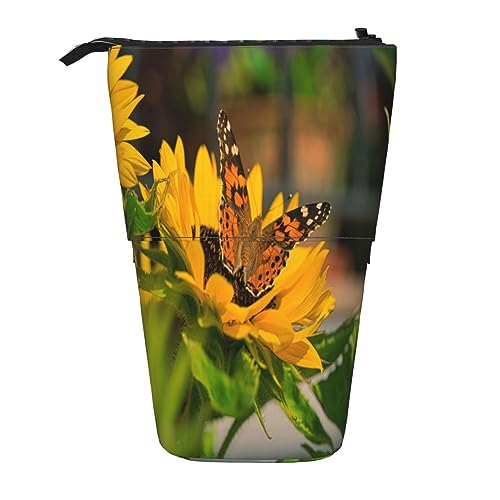 Teleskop-Federmäppchen, Boho-Elefant, Schreibwaren, Federmäppchen, Make-up-Tasche, tragbare Büro-Schreibwaren-Tasche für Teenager, Mädchen, Erwachsene, Sonnenblumen-Schmetterling, Pencil Telescopic, von ASEELO