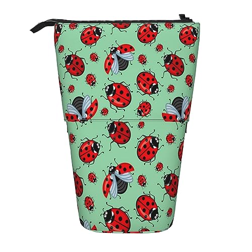 Teleskop-Federmäppchen, Galaxie, Astronaut, Schreibwaren, Federmäppchen, Make-up-Tasche, tragbare Büro-Schreibwarentasche für Teenager, Mädchen, Erwachsene, Rote Marienkäfer auf blauem Hintergrund, von ASEELO