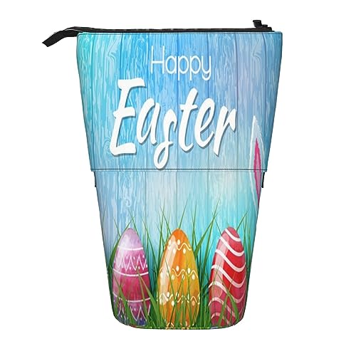 Teleskop-Federmäppchen, Motiv: grüner Frosch, Schreibwaren, Federmäppchen, Make-up-Tasche, tragbare Büro-Schreibwarentasche für Teenager, Mädchen, Erwachsene, Ostereier Hase Gras Holz, Pencil von ASEELO