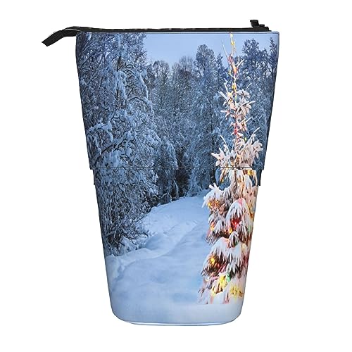 Teleskop-Federmäppchen, Muschel-Landschaft am Strand, Schreibwaren, Federmäppchen, Make-up-Tasche, tragbare Büro-Schreibwaren-Tasche für Teenager, Mädchen, Erwachsene, Weihnachtsbaum Winter, Pencil von ASEELO