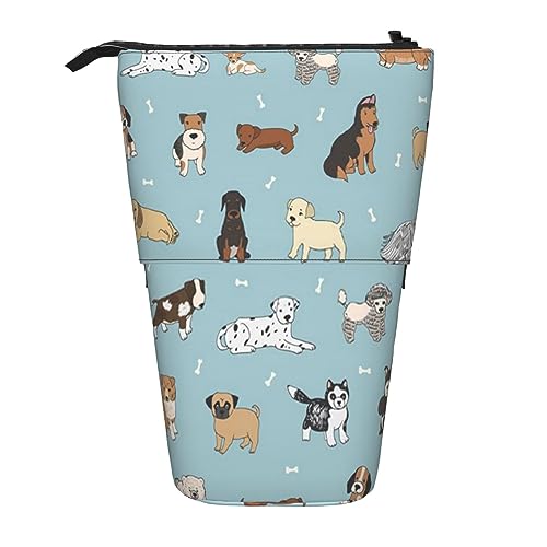 Teleskop-Federmäppchen, Welpen, Kritzeleien, Schreibwaren, Federmäppchen, Make-up-Tasche, tragbare Büro-Schreibwaren-Tasche für Teenager, Mädchen, Erwachsene, Welpen-Kritzeleien, Pencil Telescopic, von ASEELO
