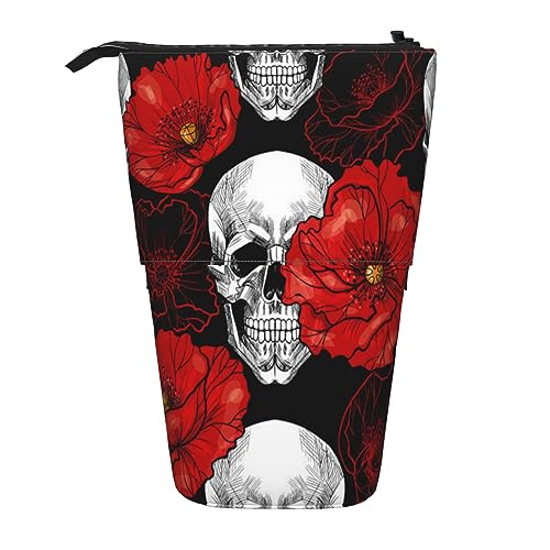 Teleskop-Federmäppchen, abstraktes Grau, Schreibwaren, Federmäppchen, Make-up-Tasche, tragbare Büro-Schreibwaren-Tasche für Teenager, Mädchen, Erwachsene, Halloween Totenkopf, Pencil Telescopic, von ASEELO