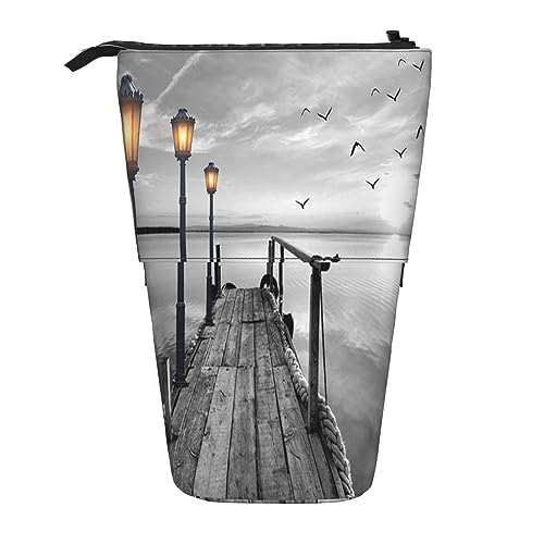 Teleskop-Federmäppchen, lustige freche Schafzunge, niedliches Tier, Schreibwaren, Federmäppchen, Make-up-Tasche, tragbare Büro-Schreibwaren-Tasche für Teenager, Mädchen, Erwachsene, Schwarz-weißer von ASEELO