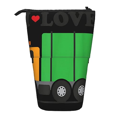 Teleskop-Federmäppchen, niedliche rosa Rose, Leopardenmuster, Schreibwaren, Federmäppchen, Make-up-Tasche, tragbare Büro-Schreibwaren-Tasche für Teenager, Mädchen, Erwachsene, I Love Garbage Trucks, von ASEELO