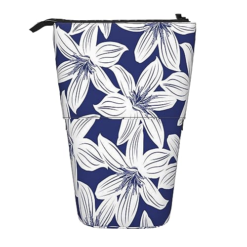 Teleskop-Federmäppchen, niedlicher Mops-Hund, Schreibwaren, Federmäppchen, Make-up-Tasche, tragbare Büro-Schreibwaren-Tasche für Teenager, Mädchen, Erwachsene, Tropische Hibiskusblüte, Pencil von ASEELO