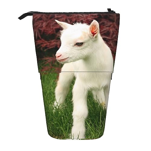 Teleskop-Federmäppchen, niedlicher Mops-Hund, Schreibwaren, Federmäppchen, Make-up-Tasche, tragbare Büro-Schreibwaren-Tasche für Teenager, Mädchen, Erwachsene, Ziege, Pencil Telescopic, Kosmetikkoffer von ASEELO