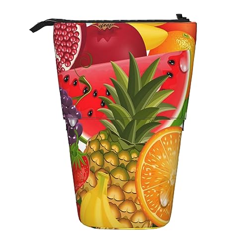 Teleskop-Federmäppchen, niedlicher Waschbär, Schreibwaren, Federmäppchen, Make-up-Tasche, tragbare Büro-Schreibwaren-Tasche für Teenager, Mädchen, Erwachsene, Frische saftige Früchte Ananas Beeren von ASEELO