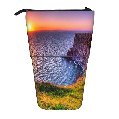 Teleskop-Federmäppchen, niedliches Schwein, Schreibwaren, Federmäppchen, Make-up-Tasche, tragbare Büro-Schreibwaren-Tasche für Teenager, Mädchen, Erwachsene, Irland Sunset Seascape, Pencil Telescopic, von ASEELO