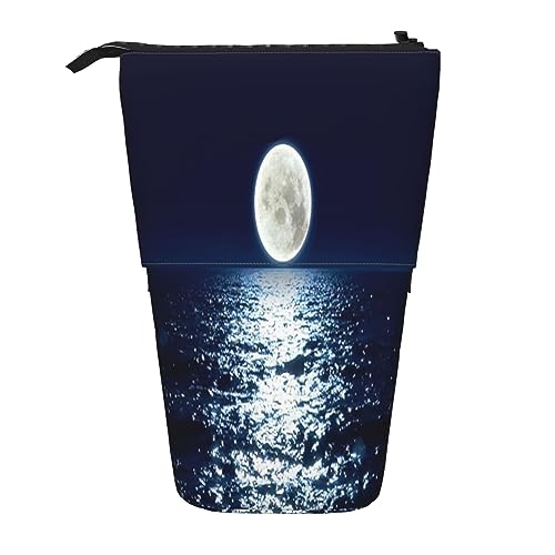Teleskop-Federmäppchen, niedliches Schwein, Schreibwaren, Federmäppchen, Make-up-Tasche, tragbare Büro-Schreibwaren-Tasche für Teenager, Mädchen, Erwachsene, Vollmond bei Nacht, Pencil Telescopic, von ASEELO