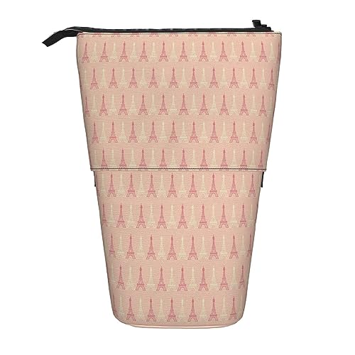 Teleskop-Federmäppchen, niedliches Waschbär-Schreibwaren-Federmäppchen, Make-up-Tasche, tragbare Büro-Schreibwaren-Tasche für Teenager, Mädchen, Erwachsene, Soft Colors Eiffelturm-Muster Frankreich, von ASEELO