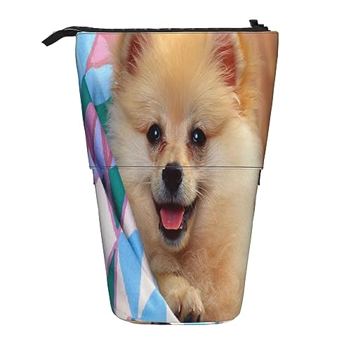 Teleskop-Federmäppchen, romantisches Strand-Schreibwaren, Federmäppchen, Make-up-Tasche, tragbare Büro-Schreibwaren-Tasche für Teenager, Mädchen, Erwachsene, Kurzhaariger Zwergspitz, Pencil von ASEELO