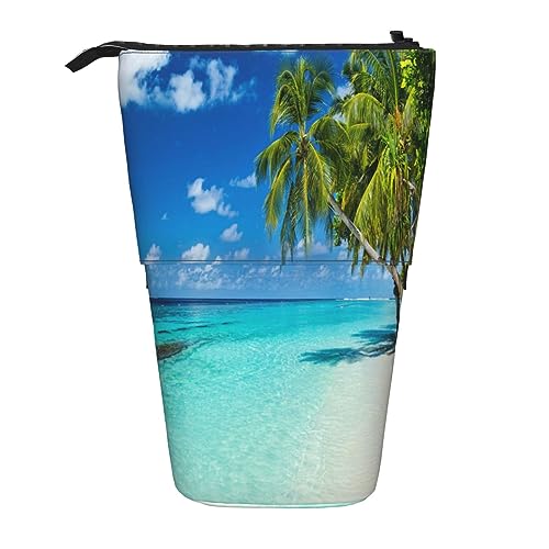 Teleskop-Federmäppchen, romantisches Strand-Schreibwaren, Federmäppchen, Make-up-Tasche, tragbare Büro-Schreibwaren-Tasche für Teenager, Mädchen, Erwachsene, Romantischer Strand, Pencil Telescopic, von ASEELO