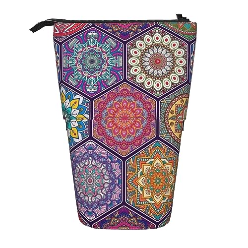 Teleskop-Federmäppchen, schönes Frühstücks-Schreibwaren, Federmäppchen, Make-up-Tasche, tragbare Büro-Schreibwaren-Tasche für Teenager, Mädchen, Erwachsene, Wunderschönes, blühendes Sechseck, Pencil von ASEELO