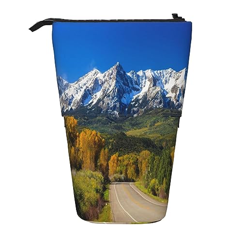 Teleskop-Federmäppchen, schwarz und weiß, Zebra-Schreibwaren, Federmäppchen, Make-up-Tasche, tragbare Büro-Schreibwaren-Tasche für Teenager, Mädchen, Erwachsene, Countryside Road, Pencil Telescopic, von ASEELO