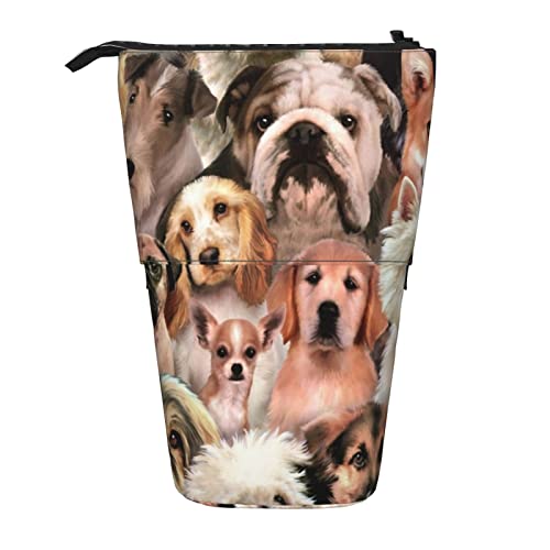 Teleskop-Federmäppchen, schwarz und weiß, Zebra-Schreibwaren, Federmäppchen, Make-up-Tasche, tragbare Büro-Schreibwaren-Tasche für Teenager, Mädchen, Erwachsene, Hunde mehrfarbig, Pencil Telescopic, von ASEELO