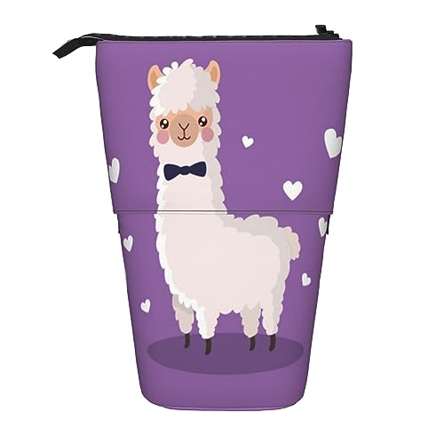 Teleskop-Federmäppchen, schwarz und weiß, Zebra-Schreibwaren, Federmäppchen, Make-up-Tasche, tragbare Büro-Schreibwaren-Tasche für Teenager, Mädchen, Erwachsene, Love Alpaca Purple, Pencil Telescopic, von ASEELO
