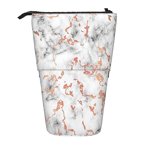 Teleskop-Federmäppchen, schwarz und weiß, Zebra-Schreibwaren, Federmäppchen, Make-up-Tasche, tragbare Büro-Schreibwaren-Tasche für Teenager, Mädchen, Erwachsene, Marmor-Textur Kupferspritzer., Pencil von ASEELO