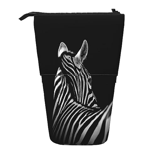 Teleskop-Federmäppchen, schwarz und weiß, Zebra-Schreibwaren, Federmäppchen, Make-up-Tasche, tragbare Büro-Schreibwaren-Tasche für Teenager, Mädchen, Erwachsene, Schwarz-weißes Zebramuster, Pencil von ASEELO