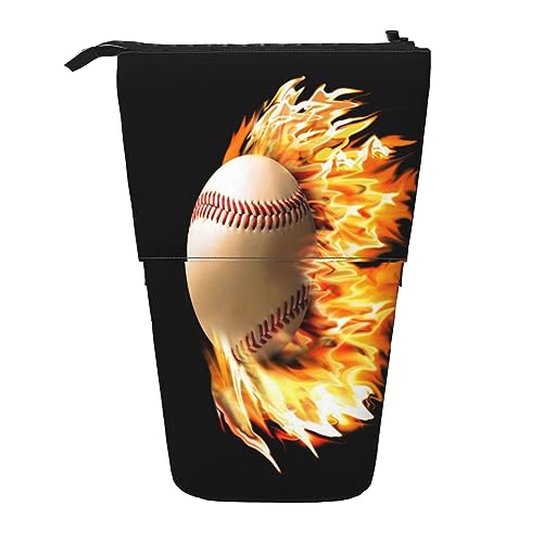 Teleskop-Federmäppchen, süßes Eis, Schreibwaren, Federmäppchen, Make-up-Tasche, tragbare Büro-Schreibwaren-Tasche für Teenager, Mädchen, Erwachsene, Fire Baseball, Pencil Telescopic, Kosmetikkoffer von ASEELO