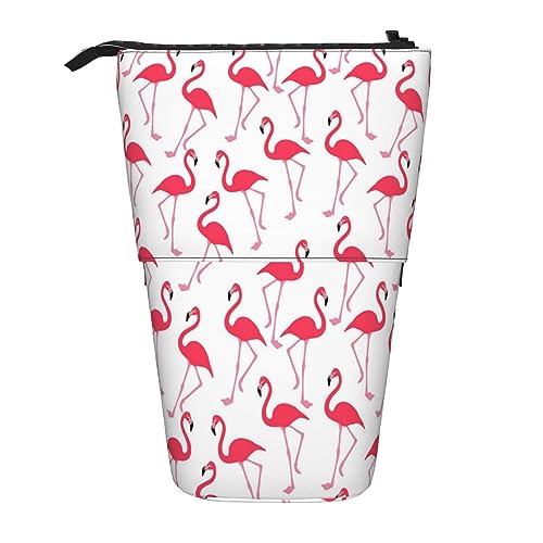 Teleskop Federmäppchen Schmetterling und Sonnenblume Schreibwaren Bleistift Tasche Make-up Tasche Tragbare Büro Schreibwaren Tasche für Teenager Mädchen Erwachsene, Rosa Flamingo-Muster, Pencil von ASEELO