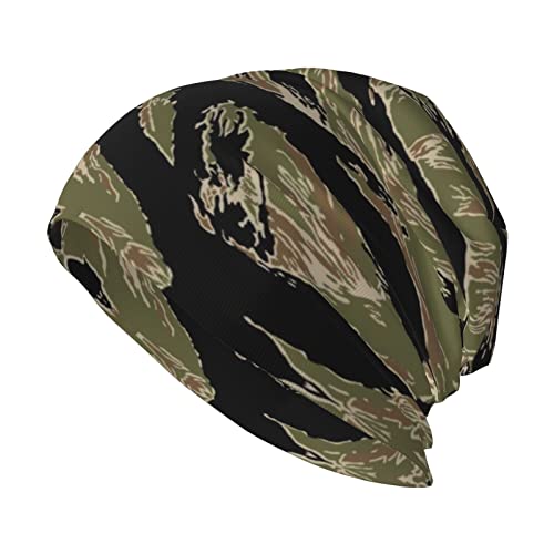 Tiger Streifen Camo Beanie Mütze Stretch Schal Kopfwickel für Männer und Frauen Winter Warm Outdoor Lustige Mützen Strickmütze, Tiger Stripe Camo, Einheitsgr��e von ASEELO