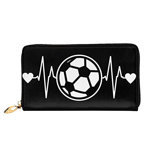 Weiße Pferde-Leder-Geldbörse, Damen-Geldbörse, groß, Leder, Reißverschluss, Kartenhalter, Organizer, Damen-Reise-Clutch, I Love Soccer, Einheitsgröße von ASEELO