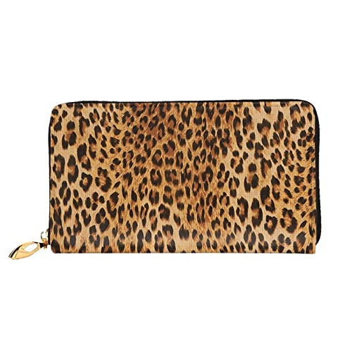 Weiße Pferde-Leder-Geldbörse, Damen-Geldbörse, groß, Leder, Reißverschluss, Kartenhalter, Organizer, Damen-Reise-Clutch, Leoparden-Print, Einheitsgröße von ASEELO