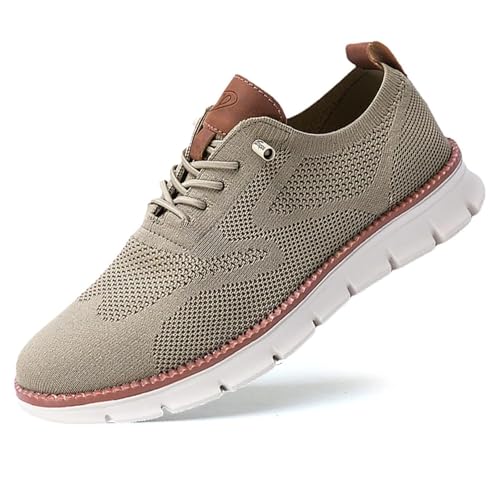 Men's Ultra Comfortable Shoes, Casual Dress Oxfords Business Mesh Walking Shoes, Soft Sole Fashion Sneakers (Khaki, Erwachsene, Herren, 40, Numerisch, EU Schuhgrößensystem, M) von ASELIA