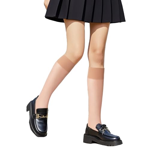 ASFWAGQ Damen Kniestrümpfe 12er Pack 20 DEN Kniehohe Pop-Socken Feinkniestrümpfe matt reißfest druckfreier weicher Komfortbund mit verstärkter Fußspitze und feiner Naht Hautfarben von ASFWAGQ